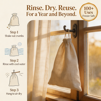 Brelvon Linen Beeswax Bread Bag — Keep Your Bread Fresh, Naturally
